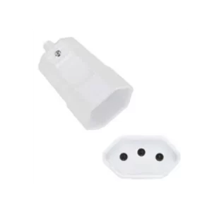 Plugue Femea 2P+T 10A Branca / Preta