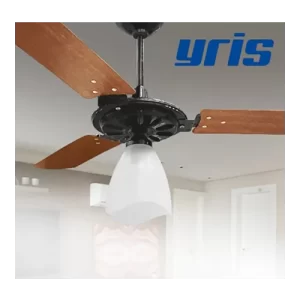 Ventilador Teto Yris 127V Branco Pá Mogno Tulipa Aberta Ventex(104)